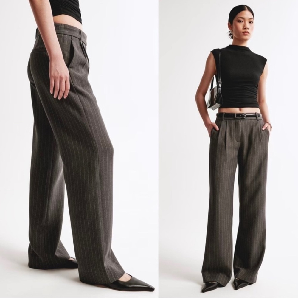 Abercrombie & Fitch Sloane Wide Leg Trouser Pant in Gray Pinstripe Size 26 SHORT